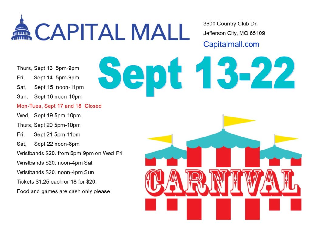 Carnival Time! Sept 1322 Capital Mall Premier Shopping, Dining and