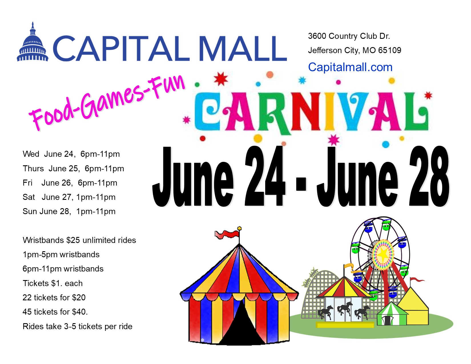 Carnival June 2428 at Capital Mall Capital Mall Premier Shopping